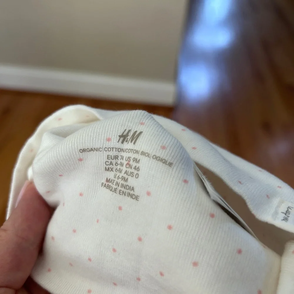 H&M White Baby Organic Cotton Hat and Pants Set